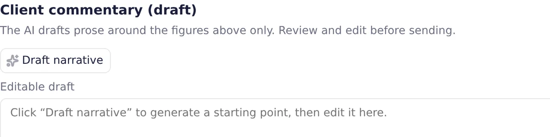 AI-drafted client commentary awaiting approval.